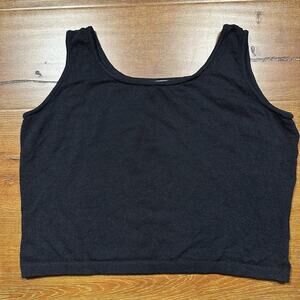 St John Crop Tank Top Womens L Black Knit Textured Elevated Luxury Designer City